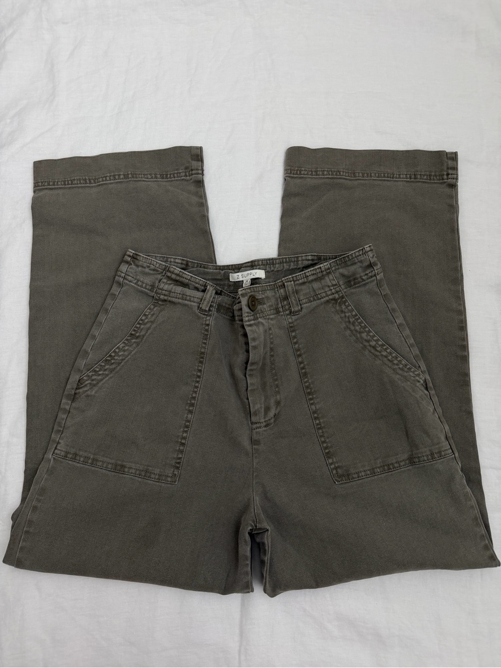 Z Supply Olive Straight-Leg Twill Utility Pants
